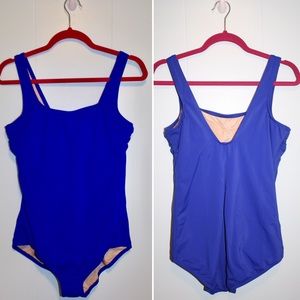 Blue Lands End One Piece Swimsuit 16P 16 Petite